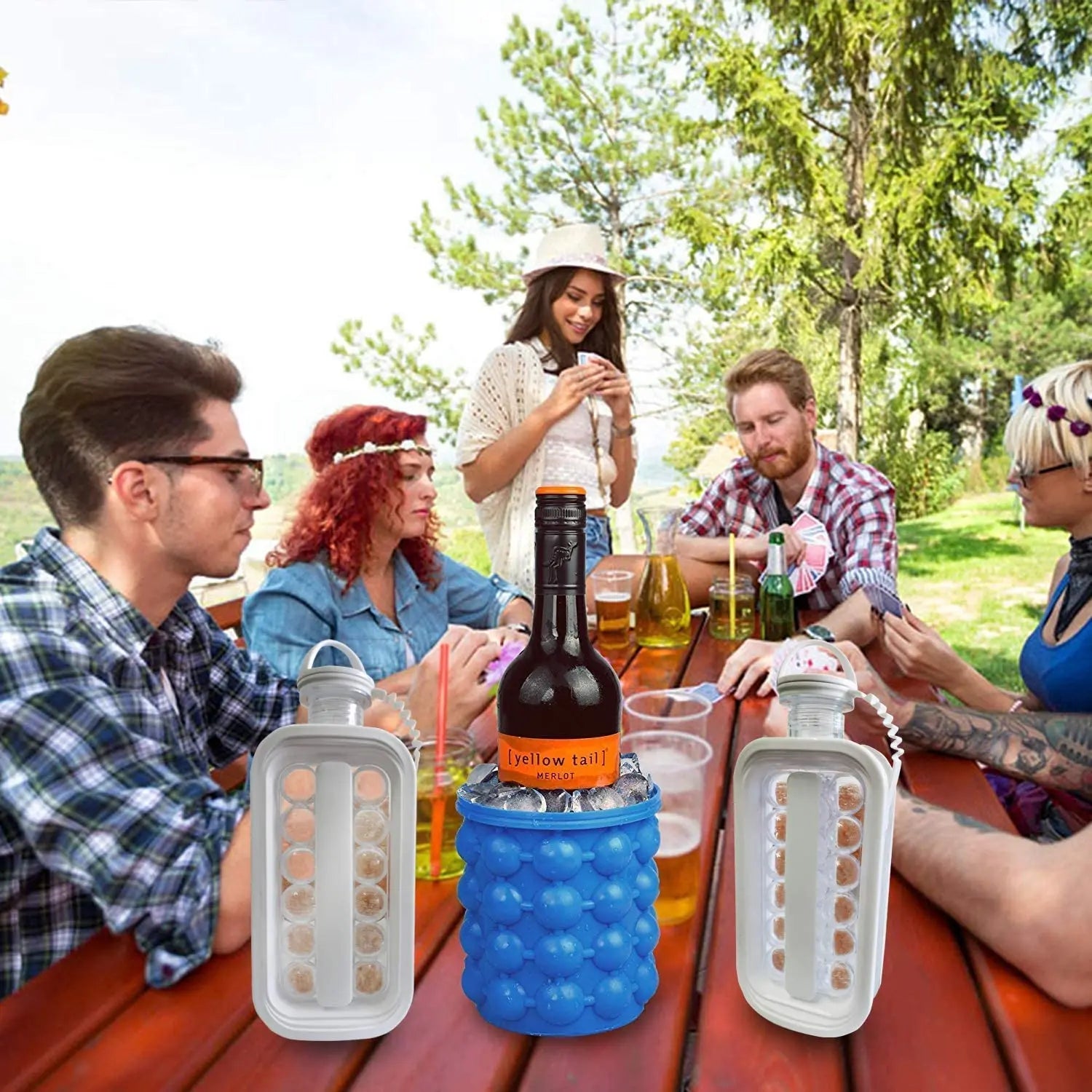 Ice Cube Molds, Tray 2 in 1 Portable Ice Ball Maker Kettle, Easy to Make 17 Grids Ice Ball for Home, Party, Beer, Whiskey, Juice, Champagne pattanaustralia